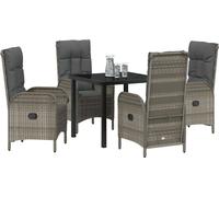 vidaXL Salon de jardin avec coussins 5 pcs Gris Poly-Rotin
