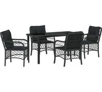vidaXL Salon de jardin avec coussins 5 pcs noir Poly-Rattan