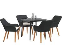 vidaXL Salon de jardin avec coussins 5 pcs noir Poly-Rattan