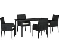vidaXL Salon de jardin avec coussins 5 pcs noir Poly-Rattan