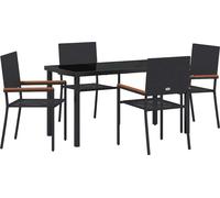 vidaXL Salon de jardin 5 pièces avec coussins Noir – Poly-Rattan
