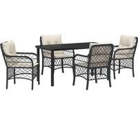 vidaXL Salon de jardin avec coussins 5 pcs noir Poly-Rattan