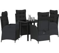 vidaXL Salon de jardin avec coussins 5 pcs noir Poly-Rattan