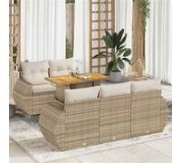 vidaXL Salon de jardin avec coussins 6 pcs beige résine tressée 3327215 Beige G