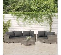 vidaXL Ensemble salon de jardin 6 pièces modulable – Résine tressée poly rotin – Coussins gris