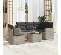 vidaXL Ensemble de salon de jardin 6 pièces avec coussins gris clair Poly rotin