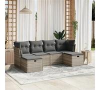 vidaXL Ensemble de salon de jardin 6 pièces avec coussins gris clair Poly rotin