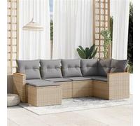 vidaXL Ensemble de salon de jardin 6 pièces 3258580 – Poly Rattan avec coussins Beige