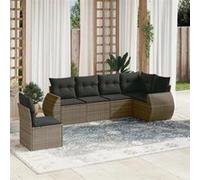 vidaXL Ensemble de salon de jardin 6 pièces avec coussins Gris Poly rotin