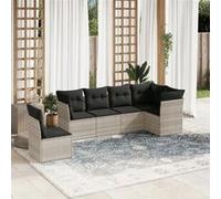 vidaXL Ensemble de salon de jardin 6 pièces avec coussins gris clair Poly rotin