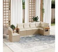 vidaXL Ensemble de salon de jardin 6 pièces avec coussins Beige Poly Rattan