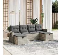 vidaXL Ensemble de salon de jardin 6 pièces avec coussins gris clair Poly rotin