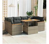 vidaXL Ensemble de salon de jardin 6 pièces avec coussins Gris Poly rotin Acacia