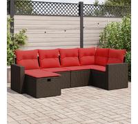 vidaXL Salon de jardin avec coussins 6 pcs marron résine tressée