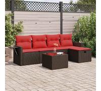 vidaXL Salon de jardin avec coussins 6 pcs marron résine tressée