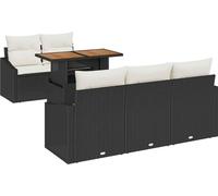 vidaXL Salon de jardin avec coussins 6 pcs noir et crème