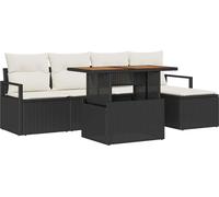vidaXL Salon de jardin avec coussins 6 pcs noir et crème