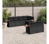vidaXL Ensemble de salon de jardin 7 pièces avec coussins noir poly rotin