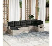 vidaXL Ensemble de salon de jardin 7 pièces avec coussins gris clair Poly rotin