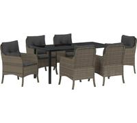 vidaXL Salon de jardin avec coussins 7 pcs Gris Poly-Rotin