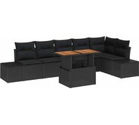 vidaXL Salon de jardin avec coussins 7 pcs noir et marron