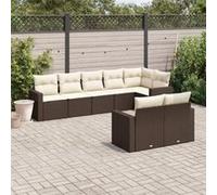 vidaXL Salon de Jardin avec Coussins 8 pcs, Canapés avec Pieds Réglables, Ensemble de Meubles d'Extérieur Patio Terrasse, 3219213 Marron G