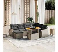 vidaXL Ensemble de jardin canapé 8 pièces avec coussins Gris Poly rotin
