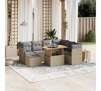 vidaXL Ensemble de jardin canapé 8 pièces avec coussins Beige Poly Rattan
