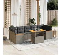 vidaXL Salon de Jardin avec Coussins 8 pcs, Canapés de Terrasse, Ensemble de Meubles de Patio, Mobilier d'Extérieur, Gris 3272992 Gris G