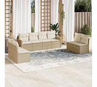 vidaXL Ensemble canapé de jardin 8 pièces – Poly Rattan avec coussins – Beige