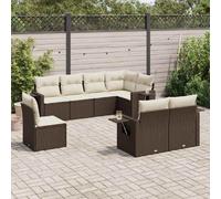 vidaXL Salon de jardin avec coussins 8 pcs - Marron