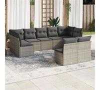 vidaXL Salon de Jardin avec Coussins 9 pcs, Canapés avec Pieds Réglables, Ensemble de Meubles d'Extérieur Patio Terrasse, 3249989 Or G