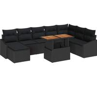 vidaXL Salon de jardin avec coussins 9 pcs noir et marron