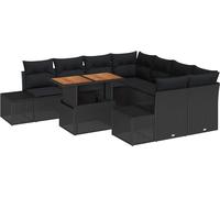 vidaXL Salon de jardin avec coussins 9 pcs noir et marron