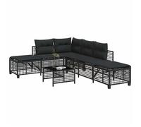 vidaXL Ensemble canapé d'angle jardin 3 pièces avec coussins Poly Rattan Noir
