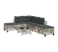 vidaXL Salon de jardin d'angle avec coussins 3 pcs gris clair rotin