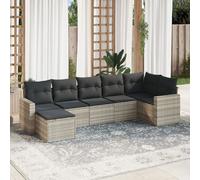 vidaXL Salon de jardin gris clair 7 pcs résine tressée