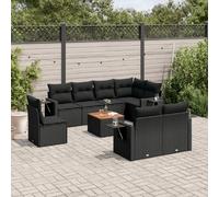 VIDAXL Salon de jardin Noir 9 pcs Résine Tressée
