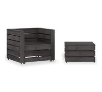 VIDAXL Salon de jardin palette 2 pcs - Gris