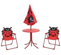 vidaXL Ensemble de jardin bistrot 3 pièces pour enfants avec parasol rouge