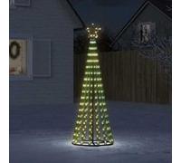vidaXL Sapin de Noël à LED 275 LED blanc chaud 180 cm – conique, éclairage extérieur