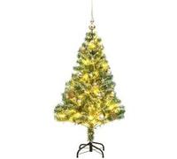 vidaXL Sapin de Noël Artificiel 150 LED Boules Neige Floquée, Arbre de Noël avec Support, Décoration de Fête avec Lumières Vacance, 150 cm G