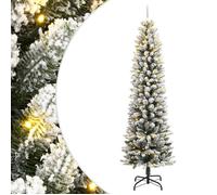 vidaXL Sapin de Noël artificiel 150 LED et neige floquée 150 cm, arbre de Noël, sapin de Noël réaliste, ornement de Noël, 3315769