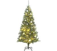 vidaXL Sapin de Noël Artificiel 300 LED&Boules&Neige Floquée, Arbre de Noël avec Lumières, Décoration de Fête Vacance Intérieur Extérieur, 210 cm Vert G
