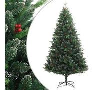 vidaXL Sapin de Noël artificiel à charnières avec baies rouges 120 cm 356731 Vert G
