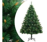 vidaXL Sapin de Noël Artificiel à Charnières avec Support, Arbre de Noël avec Pointes, Décoration de Fête Intérieur Extérieur, Moderne, 150 cm Vert G