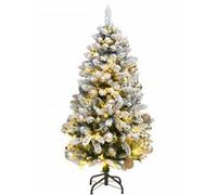 Sapin de Noël Artificiel Articulé 150 LED et Boules, Arbre de Noël avec Lumières, Décoration de Fête Vacance Intérieur Extérieur, 120 cm