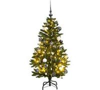 vidaXL Sapin de Noël Artificiel Articulé 150 LED et Boules, Arbre de Noël avec Support, Décoration de Fête avec Lumières Vacance, 120 cm Vert G