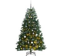 vidaXL Sapin de Noël Artificiel Articulé 300 LED et Boules, Arbre de Noël avec Lumières, Décoration de Fête Vacance Intérieur Extérieur, 210 cm Vert G