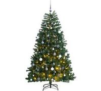 vidaXL Sapin de Noël Artificiel Articulé 300 LED et Boules, Arbre de Noël avec Lumières, Décoration de Fête Vacance Intérieur Extérieur, 240 cm Vert G